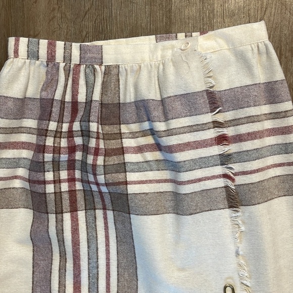 VINTAGE CLAUDE PLAID DETAIL MIDI SKIRT (11/12) 70s - Picture 3 of 5